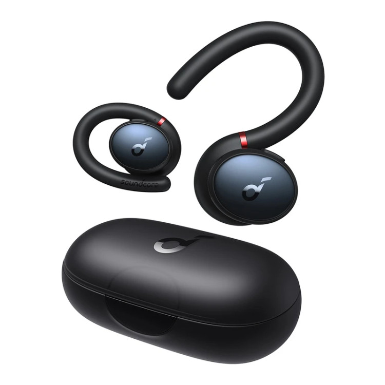 هدفون بی سیم ورزشی Soundcore Sport X10 مدل A3961، رنگ مشکی، نمای روبرو روی پسزمینه سفید