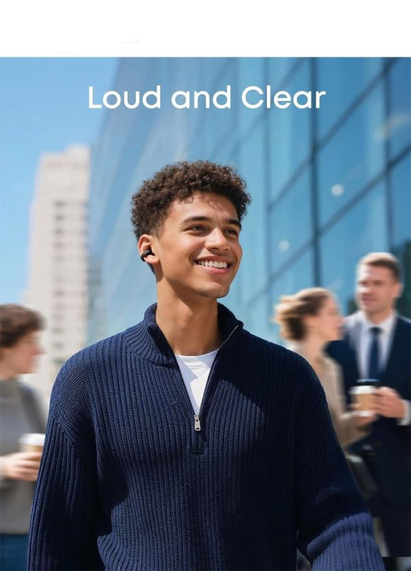 هدفون باز انکر C50i در حال استفاده روی گوش هنگام راه رفتن، طراحی Open-Ear و سبک