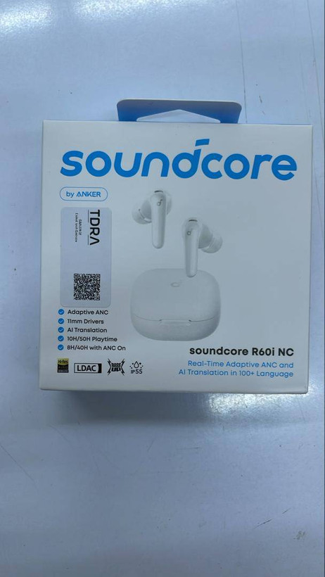 محتویات جعبه هدفون بیسیم انکر Soundcore R60i NC شامل کیس شارژ و لوازم جانبی داخل پک اورجینال