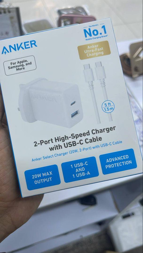 "شارژر انکر B2348 20 وات داخل بسته بندی اورجینال جعبه اصلی همراه کابل USB-C"
