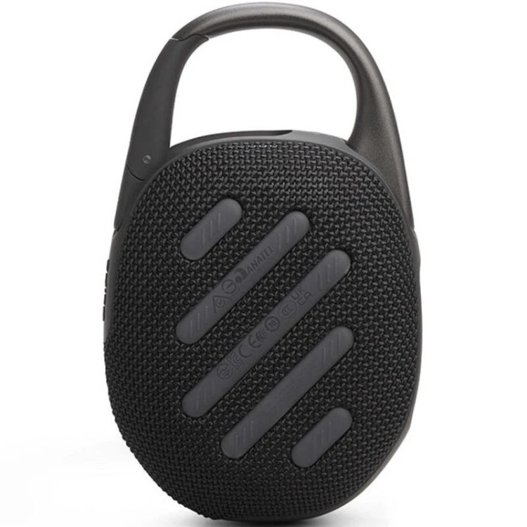 نمای پشتی اسپیکر JBL Clip 5 با نمایش بدنه، پورتها و طراحی ضدآب محصول.
