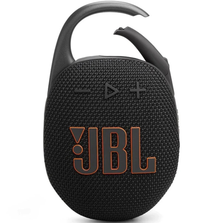 نمای کارابین بازشونده اسپیکر JBL Clip 5 با طراحی جدید و دهانه بزرگتر برای اتصال آسان به کیف، کوله یا دوچرخه.
