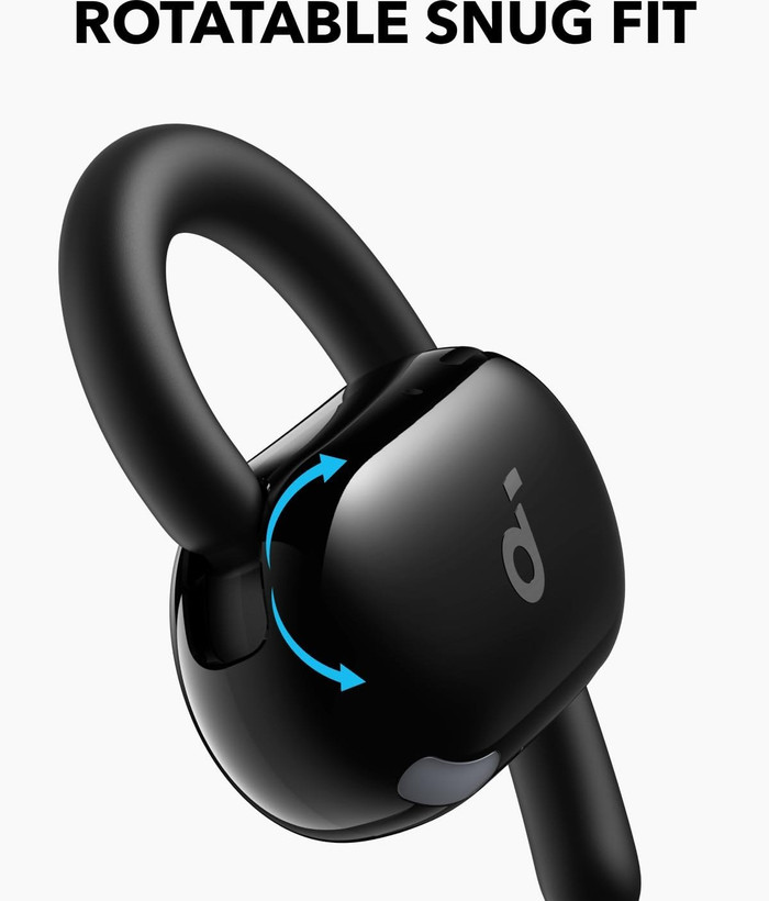 نمای نزدیک هدفون Anker Soundcore V20i با نمایش قابلیت تنظیم اندازه و فیت بهتر روی گوش.