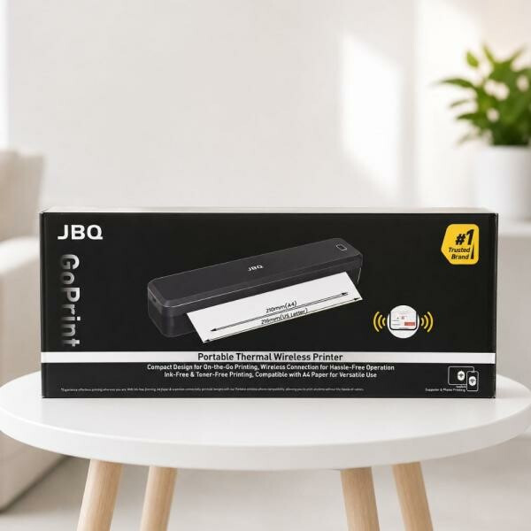 پرینتر حرارتی JBQ GoPrint داخل جعبه اصلی همراه با کابل شارژ و لوازم جانبی