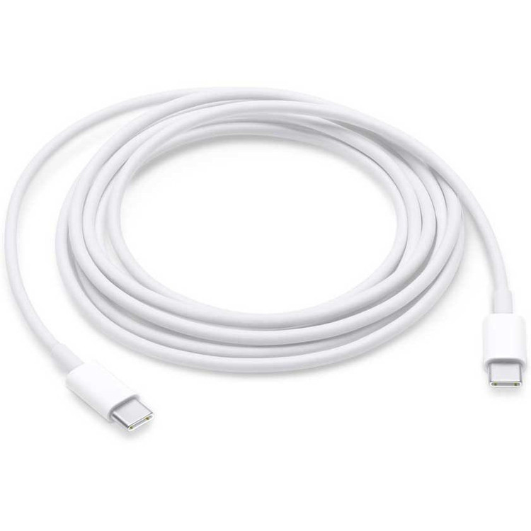 کابل شارژ اصلی اپل USB‑C به USB‑C یکمتری با روکش بافتهشده سفید، مناسب آیفون ۱۵ پرو مکس