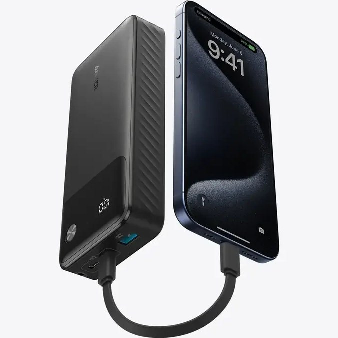 پاوربانک Anker A1384 20000mAh 30W مجهز به نمایشگر دیجیتال، شارژ سریع PD و درگاههای USB-C و USB-A