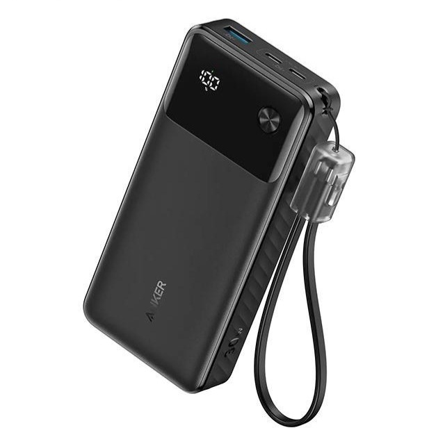 پاوربانک انکر Anker A1384 ظرفیت 20000 میلی‌آمپر ساعت با توان 30 وات، شارژ سریع Power Delivery، نمایشگر دیجیتال و سه درگاه خروجی