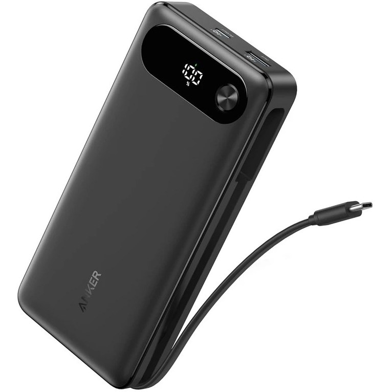 پاوربانک انکر A1383H11 ۲۰۰۰۰ میلی آمپر ساعت ۸۷ وات با کابل USB-C داخلی - شارژر پرتابل مشکی