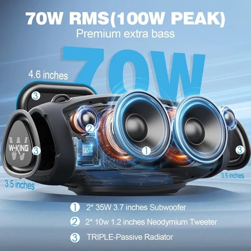 اسپیکر بلوتوثی قابل حمل دبلیو-کینگ مدل W-King X10 KING OF BASS