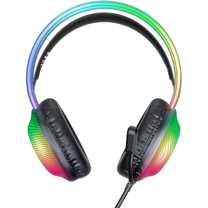 هدست گیمینگ باسیم مشکی اونیکوما X29 با نورپردازی RGB دینامیک روی کاپها، میکروفون انعطافپذیر ۳۶۰ درجه و طراحی اور-ایر