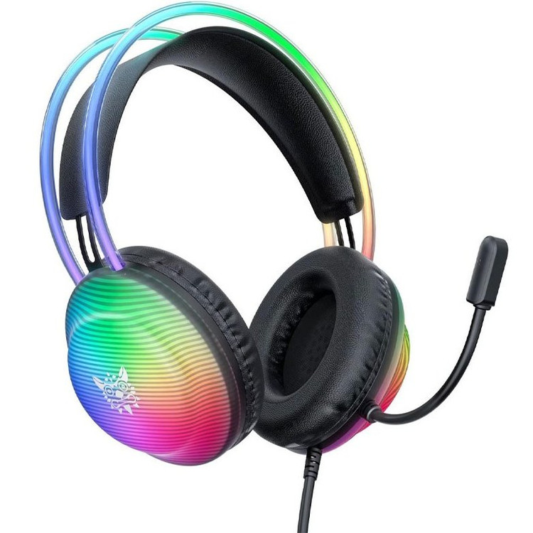 هدست گیمینگ باسیم مشکی اونیکوما X29 با نورپردازی RGB دینامیک روی کاپها، میکروفون انعطافپذیر ۳۶۰ درجه و طراحی اور-ایر