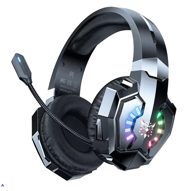 هدست گیمینگ اونیکوما B15 مشکی با نورپردازی RGB، میکروفون جداشونده و طراحی اور-ایر