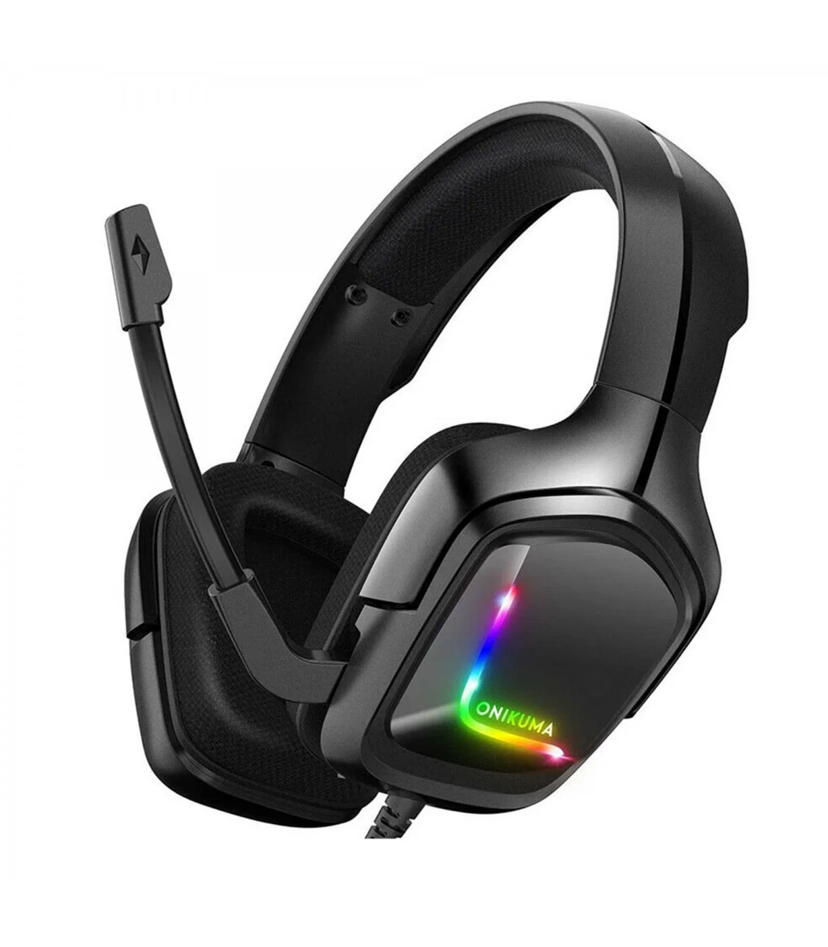 هدست گیمینگ مشکی اونیکوما K20 با نورپردازی RGB، کاپ‌های نرم و میکروفون قابل تنظیم