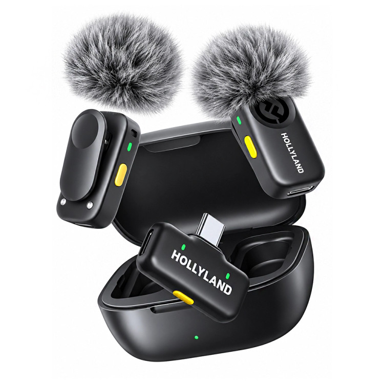 میکروفن بیسیم یقهای هالیلند مدل LARK A2 Duo همراه با کیس شارژ